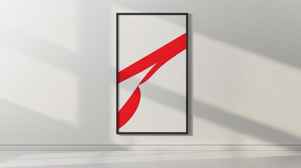 Abstract red shape on a minimalist wall.