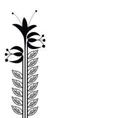 Black silhouettes of plant ornaments greeting
