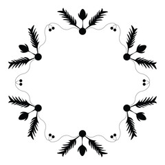 Vintage frame silhouette with fir and cone