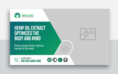 Hemp product CBD oil youtube thumbnail and web banner template design