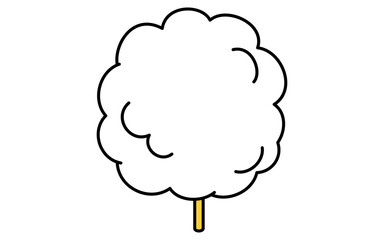 Isometric line art illustration of cotton candy, simple summer festival sweet icon