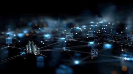 Cloud infrastructure business wallpaper API layers database icons and connection mapping for digital operations teams