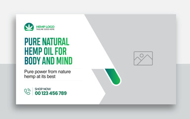 Hemp product CBD oil youtube thumbnail and web banner template design