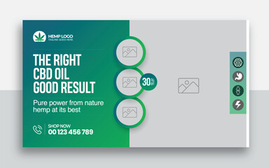 Hemp product CBD oil youtube thumbnail and web banner template design