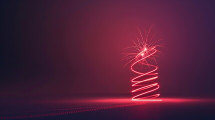 Abstract glowing red spiral design on purple background.