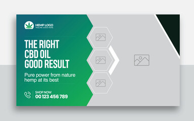 Hemp product CBD oil youtube thumbnail and web banner template design