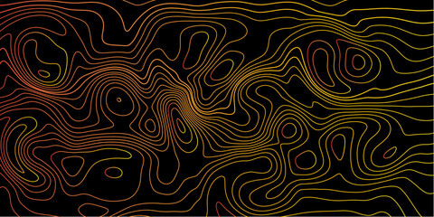 Glowing Orange Topographic Line Background on Black – Futuristic Vector Terrain Art.