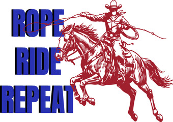 Dynamic Rodeo Cowboy: Wild West Action Graphic
