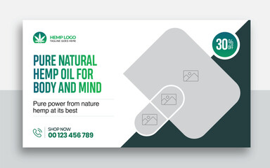 Hemp product CBD oil youtube thumbnail and web banner template design