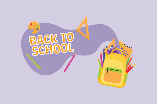 Back To school Concept. Colored flat vector illustration isolated