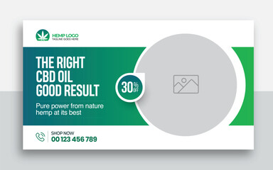 Hemp product CBD oil youtube thumbnail and web banner template design