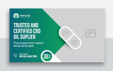 Hemp product CBD oil youtube thumbnail and web banner template design