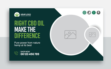 Hemp product CBD oil youtube thumbnail and web banner template design