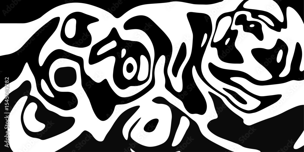 Poster smooth abstract topographic background in gray contour lines.