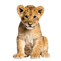 Obraz premium Little lion cub , object isolated on transparent background