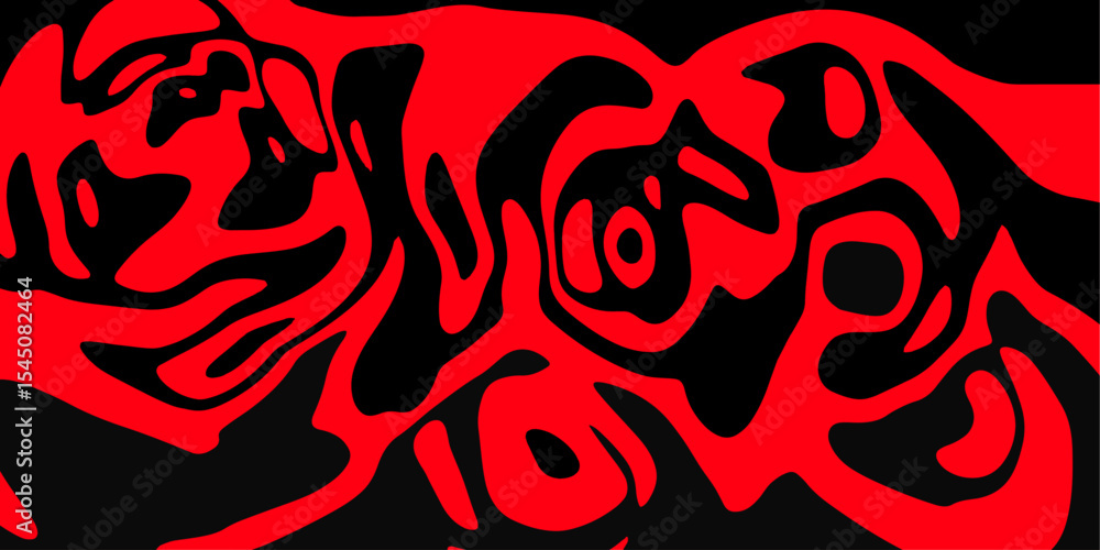 Poster red and black artistic background with abstract fluid movement.