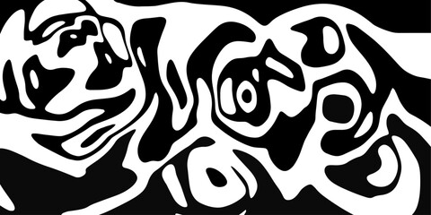 Black and White Artistic Abstract Fluid Vector Composition.

