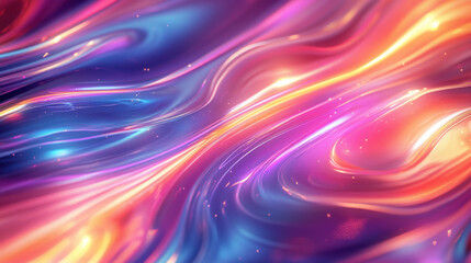 Obraz premium Dazzling fluid light spectrum, holographic swirls of bright neon and soft pastel, immersive digital background with seamless gradient transitions, futuristic appeal —ar 16:9 