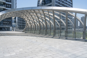 empty floor with modern office building
