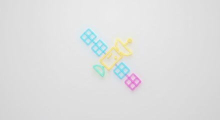 Obraz premium Colorful Satellite Icon on White Background