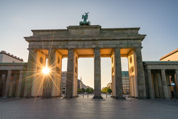 
The famous Brandenburg gate at sunrise in Berlin. Germany