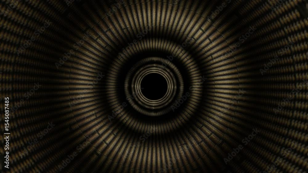 Poster camera flyby in endless round tunnel with abstract spotted texture. 3d render looped animation