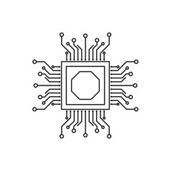 Logo icon microchip. Artificial intelligence circuit lines. Machine learning design. Intelligent network digital technology. . Vector illustration on white background.