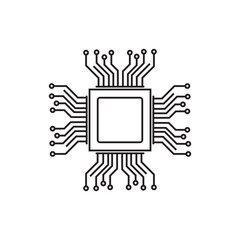 Logo icon microchip. Artificial intelligence circuit lines. Machine learning design. Intelligent network digital technology. . Vector illustration on white background.
