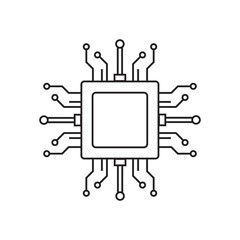 Logo icon microchip. Artificial intelligence circuit lines. Machine learning design. Intelligent network digital technology. . Vector illustration on white background.