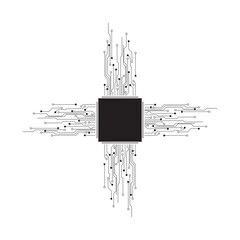Logo icon microchip. Artificial intelligence circuit lines. Machine learning design. Intelligent network digital technology. . Vector illustration on white background.