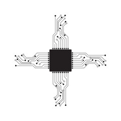 Logo icon microchip. Artificial intelligence circuit lines. Machine learning design. Intelligent network digital technology. . Vector illustration on white background.