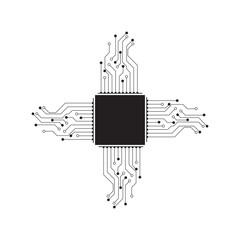 Logo icon microchip. Artificial intelligence circuit lines. Machine learning design. Intelligent network digital technology. . Vector illustration on white background.