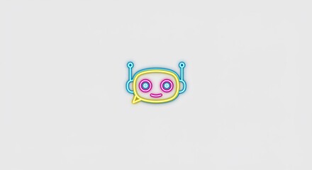 Friendly Neon Robot Chatbot Icon