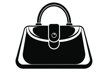 Black Silhouette of a Classic Handbag with Handle and Buttoned Closure