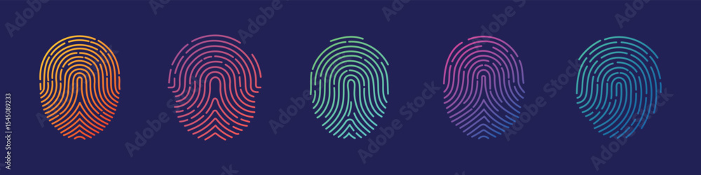 Poster fingerprint icon set. touch id icon finger vector in gradient style isolated on background