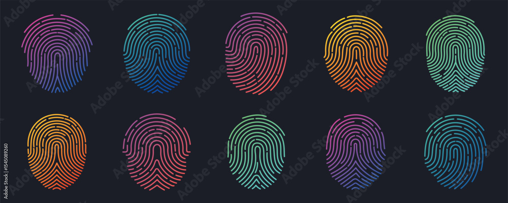 Poster fingerprint icon set. touch id icon finger vector in gradient style isolated on background