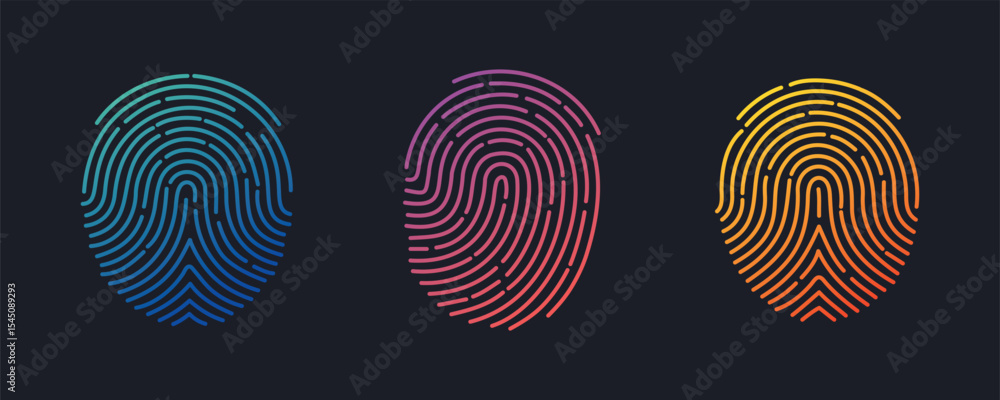 Poster fingerprint icon set. touch id icon finger vector in gradient style isolated on background