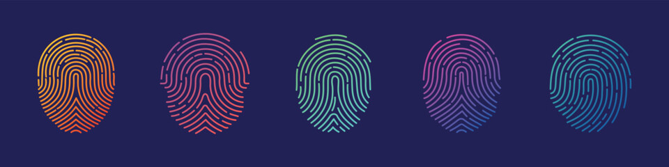Fingerprint icon set. Touch id icon finger vector in gradient style isolated on background