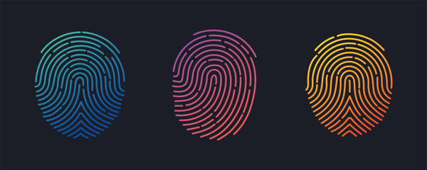 Fingerprint icon set. Touch id icon finger vector in gradient style isolated on background