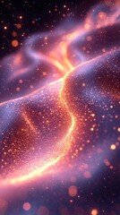 Fototapeta premium Glowing Orange Pink Purple Synthwave Signal Curve Lines Abstract Background