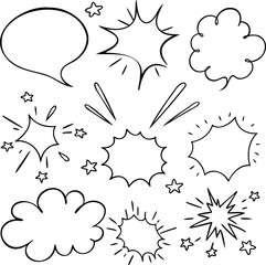 Hand-drawn Comic Book Speech Bubbles and Stars