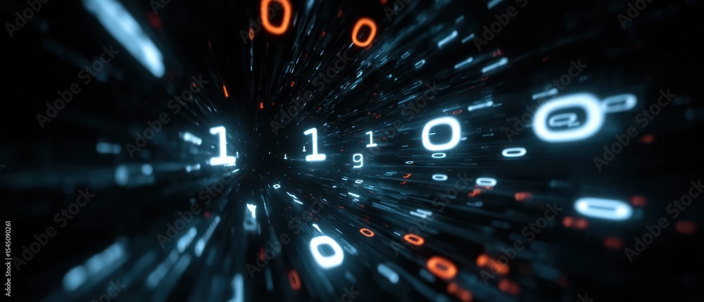 Poster digital binary data tunnel