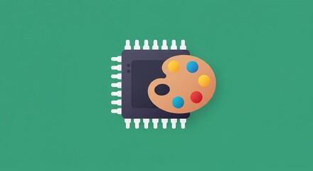 Microchip with Paint Palette Digital Art