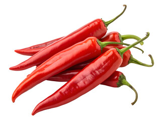 Red hot chili peppers on transparent background