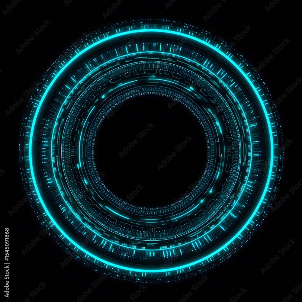 Poster 4k blue circular animation separated from a black green screen background, used for hud interface el