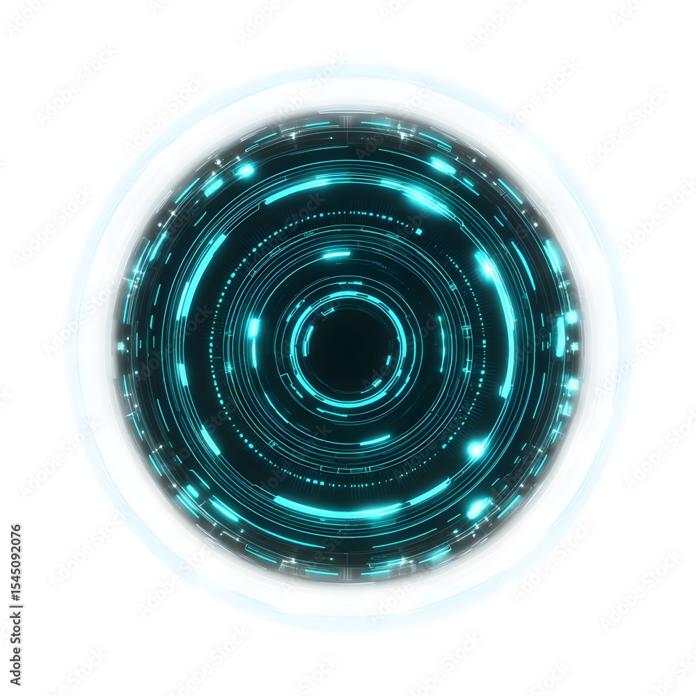 Poster 4k blue circular animation separated from a black green screen background, used for hud interface el