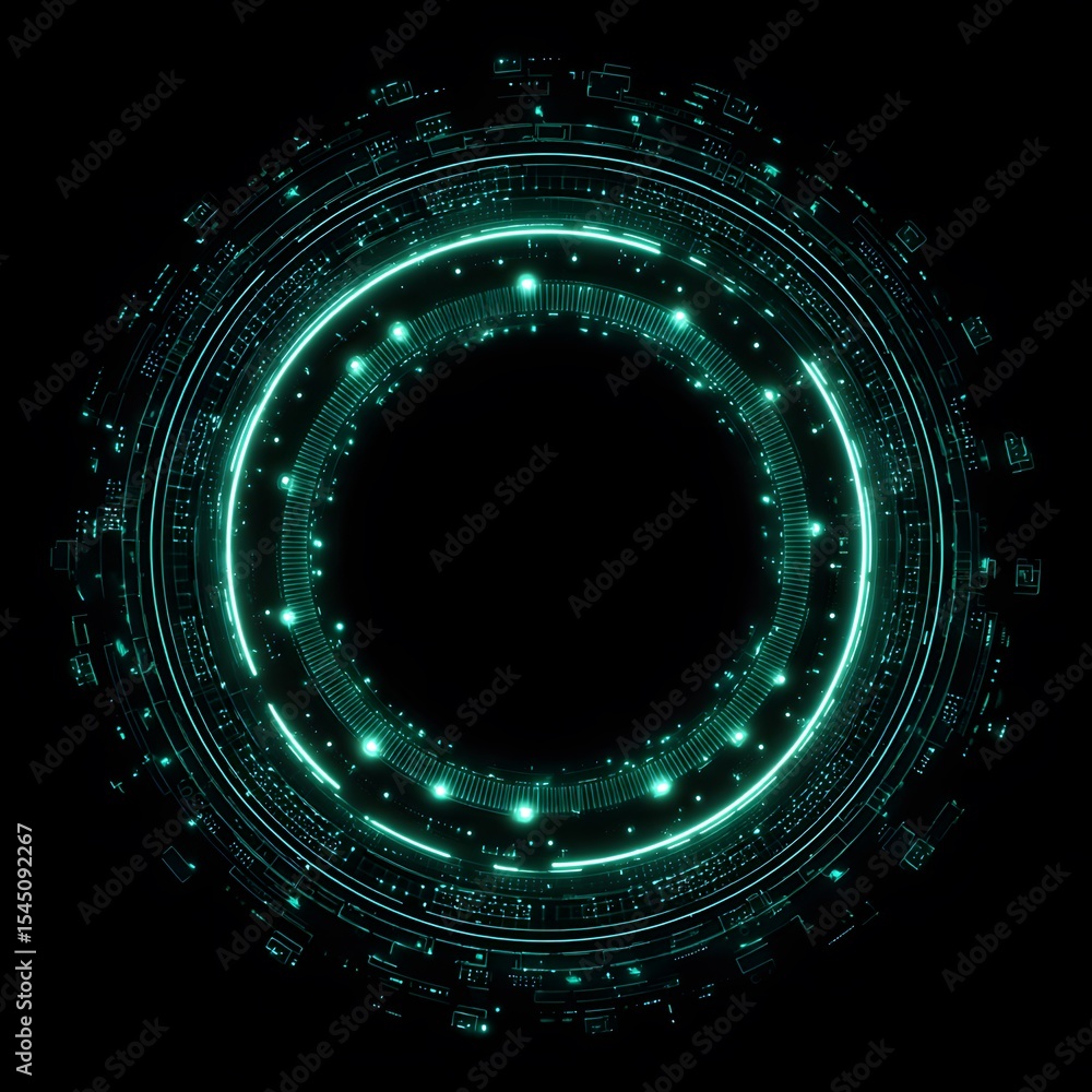 Poster 4k blue circular animation separated from a white green screen background, used for hud interface el