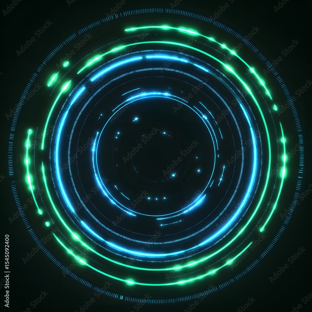 Poster 4k blue circular animation separated from a white green screen background, used for hud interface el