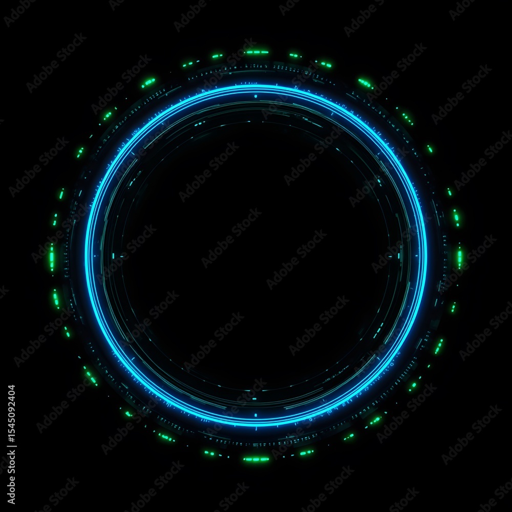 Poster 4k blue circular animation separated from a white green screen background, used for hud interface el