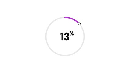 13 percent number loading circle icon pie chart illustration 4K resolution.